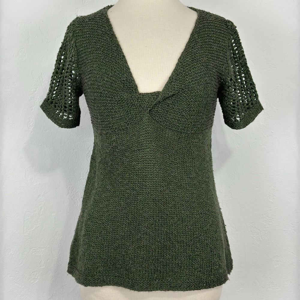 Women Forest Fairy Grunge Goblincore Whimsy Earthy Mori Kei Top Sz S Green Knit